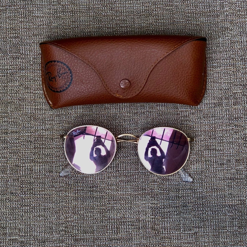 Pink ray bans with gold, great shape💓